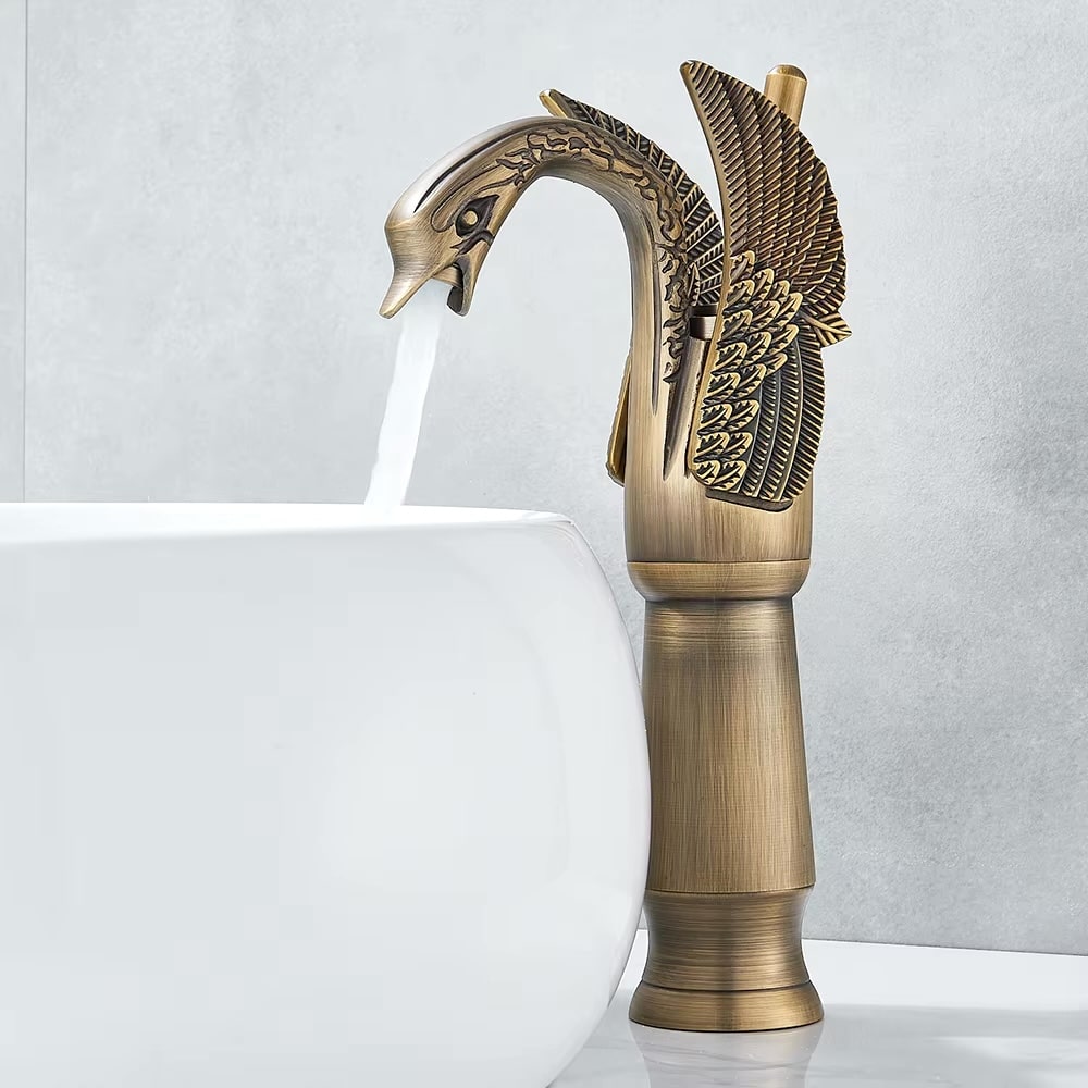 Antique Bronze Swan Faucet, Tall  -  Antique Bronze Water Taps & Faucets