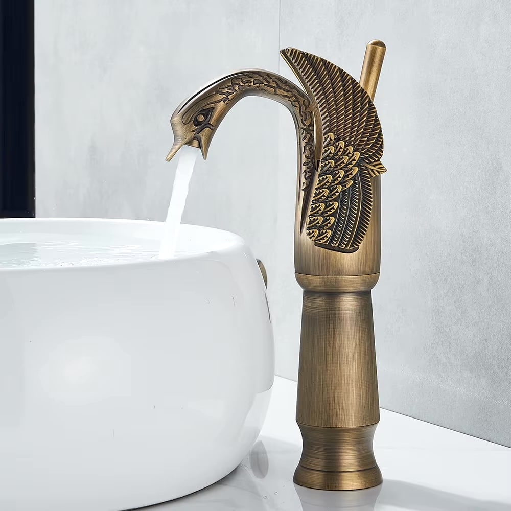 Antique Bronze Swan Faucet, Tall  -  Antique Bronze Water Taps & Faucets