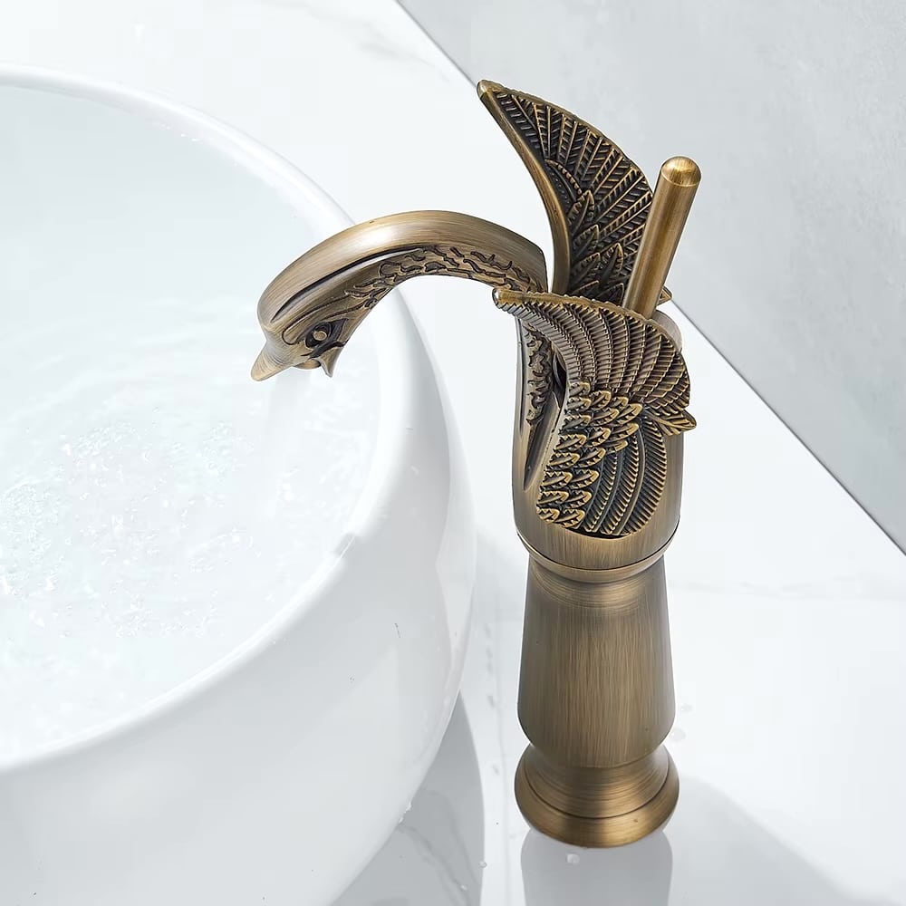 Antique Bronze Swan Faucet, Tall  -  Antique Bronze Water Taps & Faucets