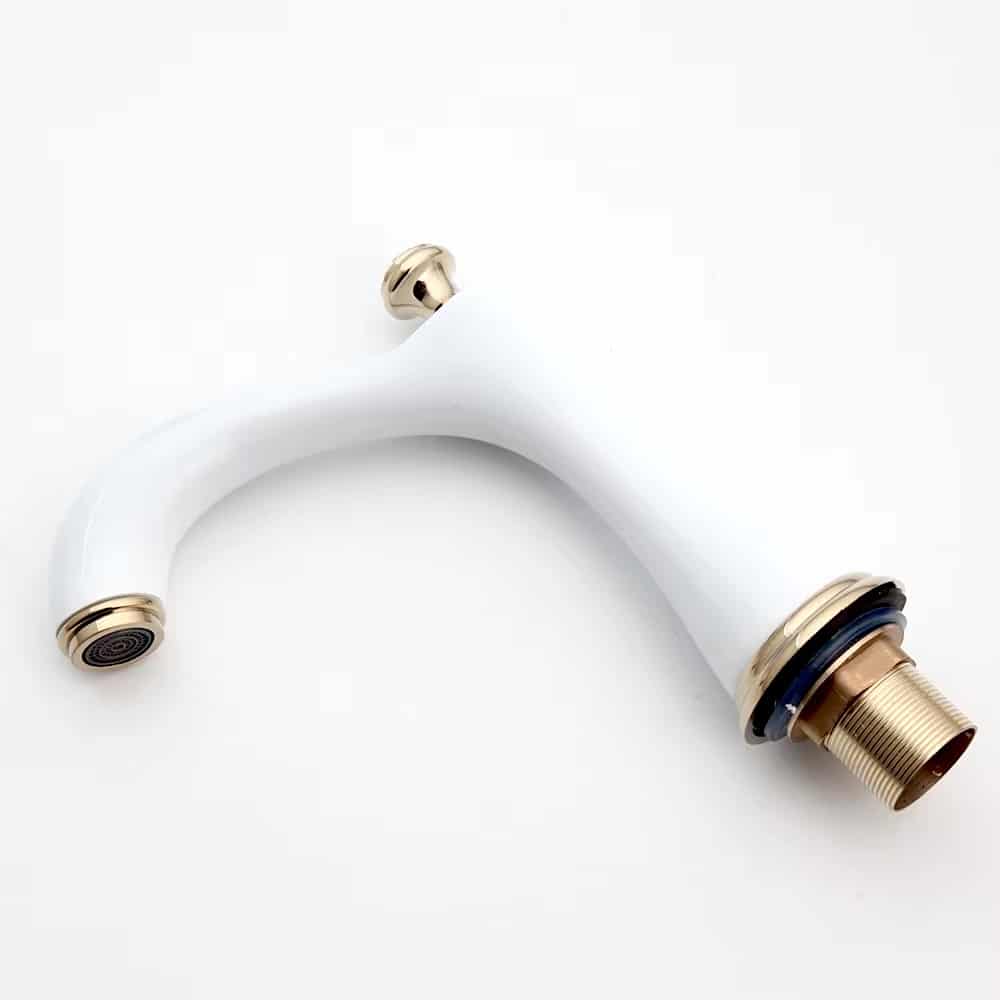 Deluxe White and Gold 2-Handle Bathroom Faucet With Crystals  -  Gold Water Taps & Faucets