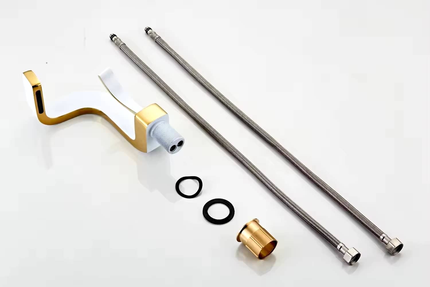 Design White and Gold Single-Handle Bathroom Faucet  -  Gold Water Taps & Faucets