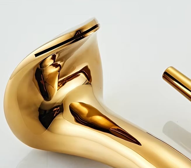 Gold Cobra Shaped Waterfall Bathroom Sink Faucet  -  Gold Water Taps & Faucets