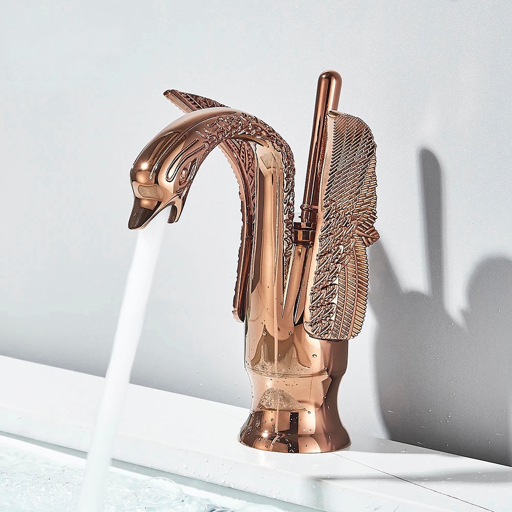 Rose Gold Swan Faucet  -  Gold Water Taps & Faucets