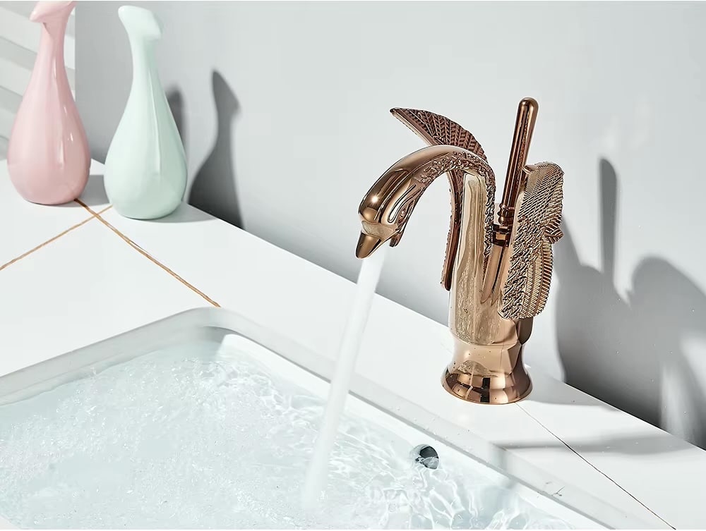 Rose Gold Swan Faucet  -  Gold Water Taps & Faucets