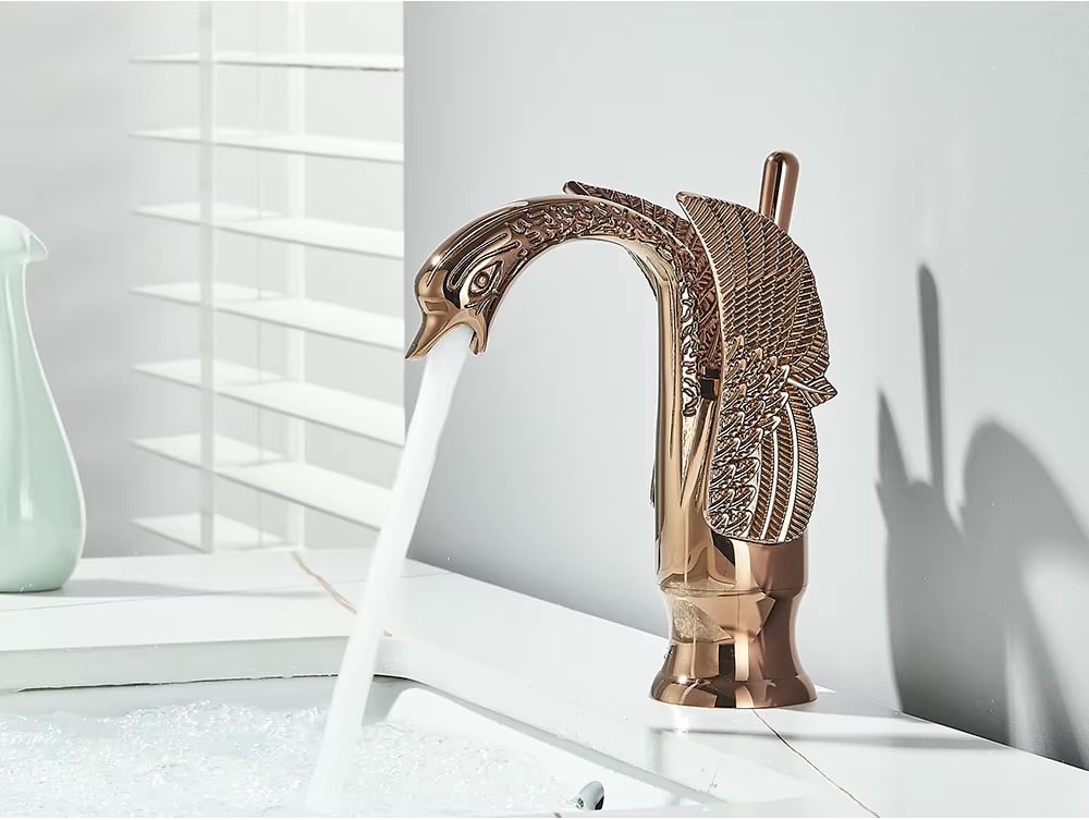 Rose Gold Swan Faucet  -  Gold Water Taps & Faucets