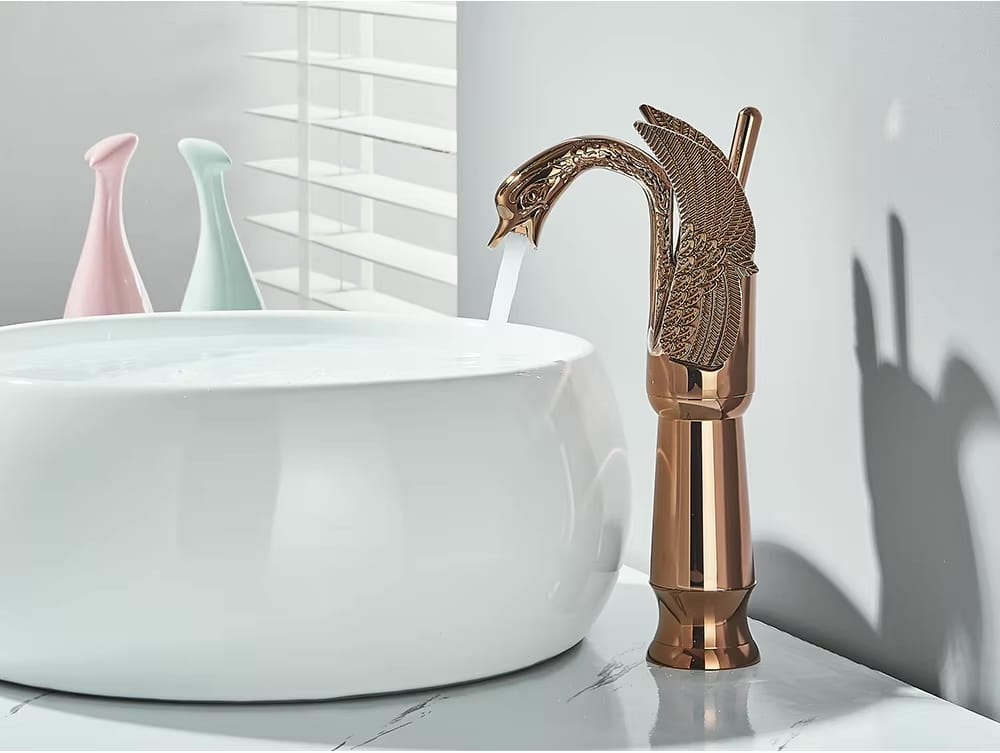 Rose Gold Swan Faucet, Tall  -  Gold Water Taps & Faucets