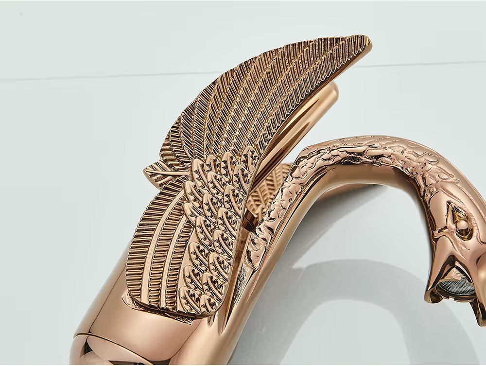Rose Gold Swan Faucet, Tall  -  Gold Water Taps & Faucets