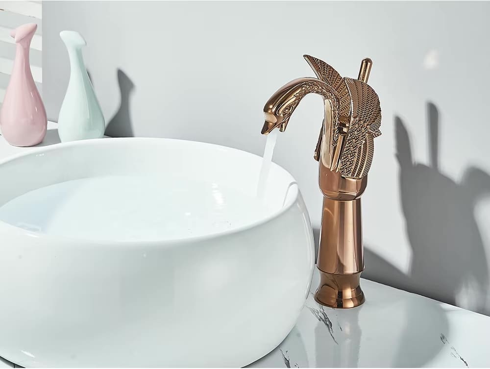 Rose Gold Swan Faucet, Tall  -  Gold Water Taps & Faucets