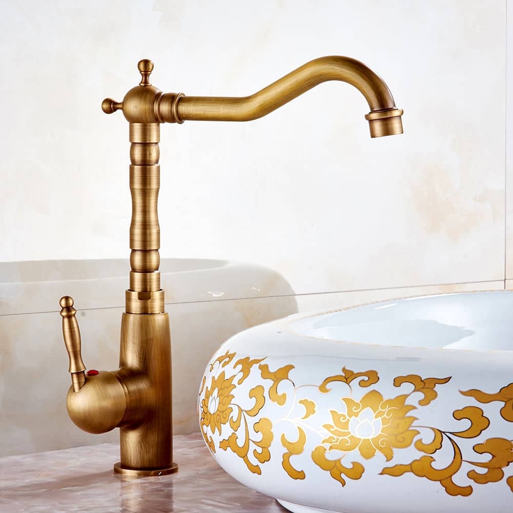 Vintage Antique Bronze Single Handle Bathroom Faucet  -  Antique Bronze Water Taps & Faucets