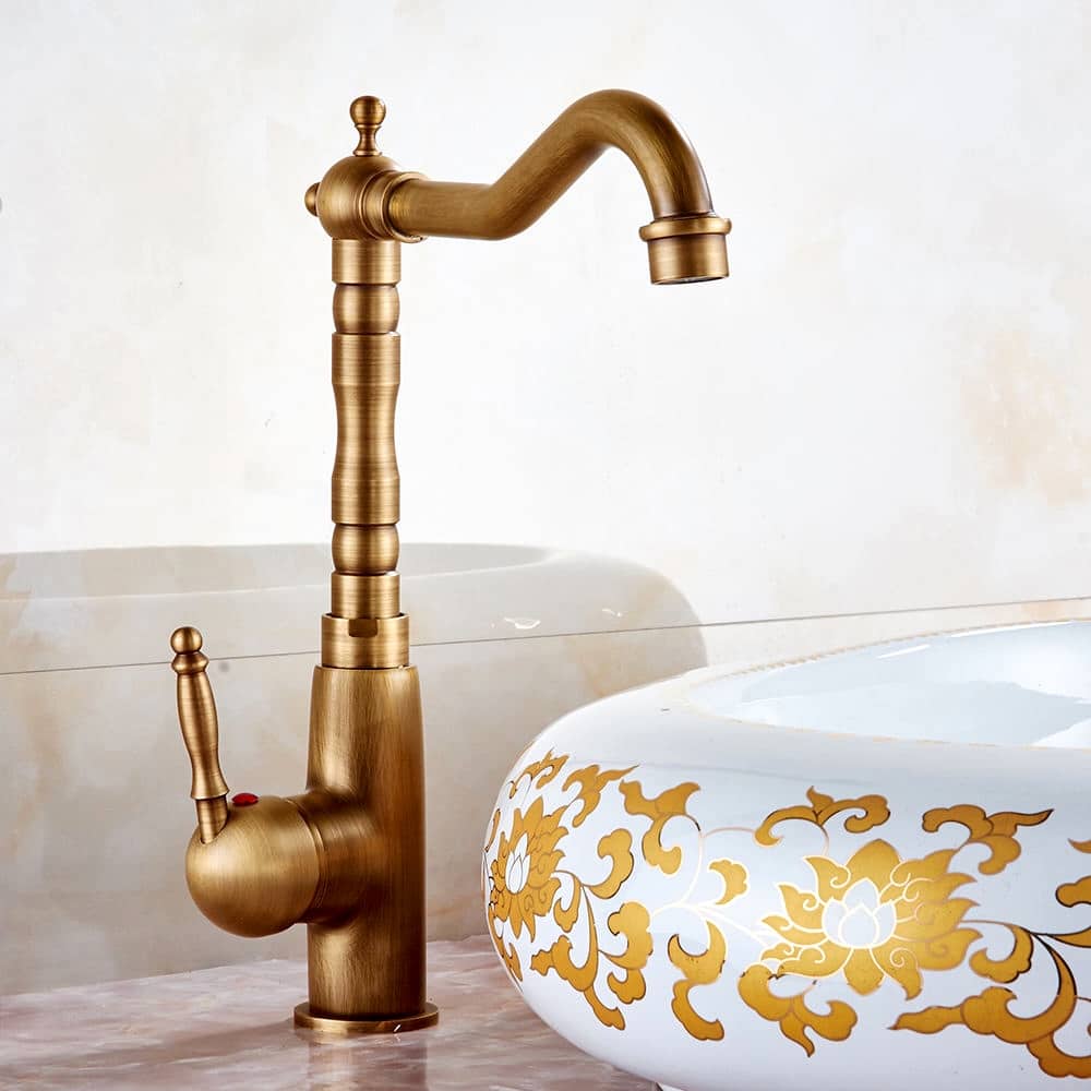 Vintage Antique Bronze Single Handle Bathroom Faucet  -  Antique Bronze Water Taps & Faucets