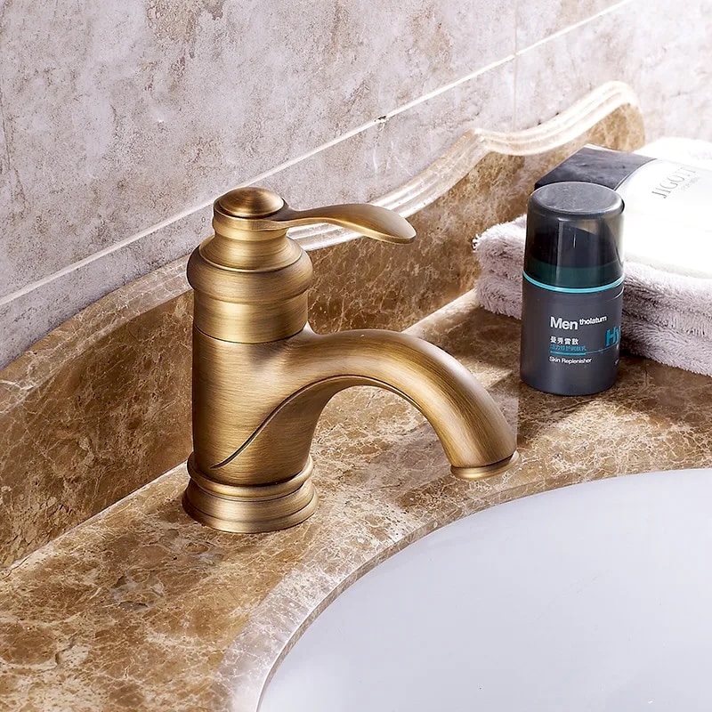 Heritage Brushed Antique Bronze Bathroom Basin Faucet  -  Water Taps & Faucets