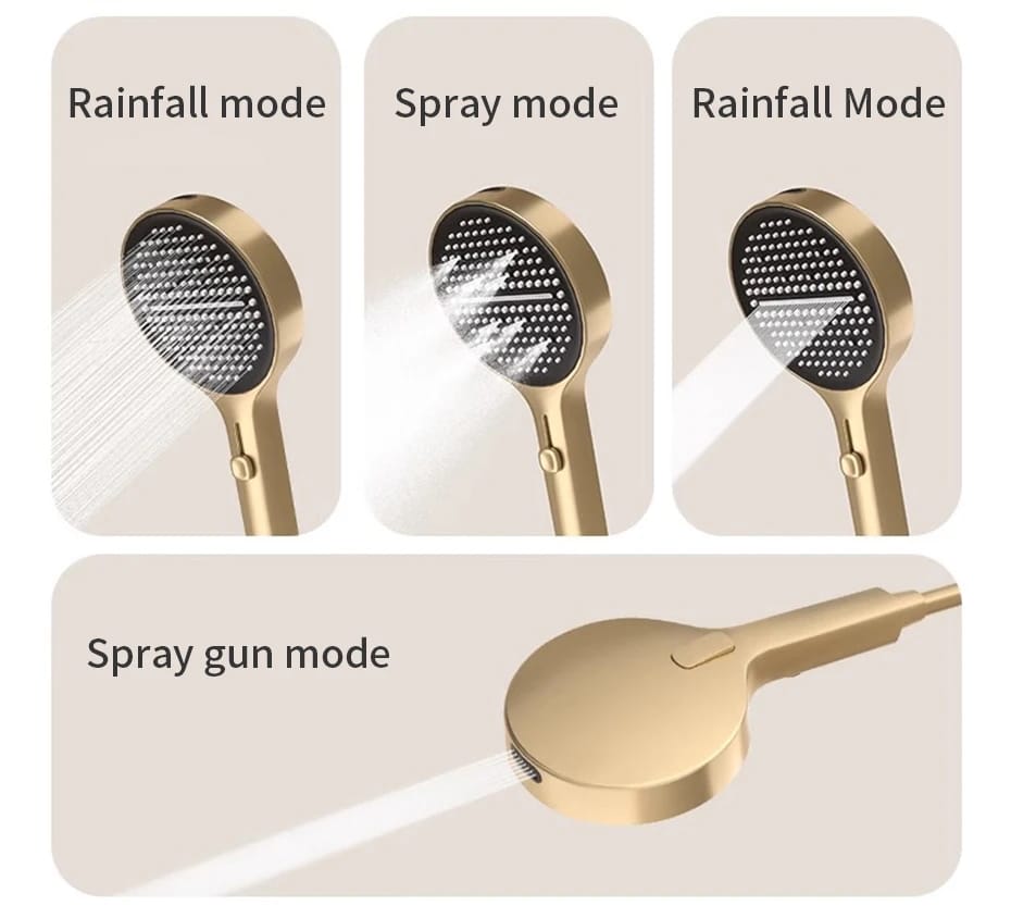 Modern Smart Thermostatic Shower System with LED Display – Brushed Gold Rainfall Shower Set with Side Sprays & Handheld  -  Shower Sets & Bathtub Faucets