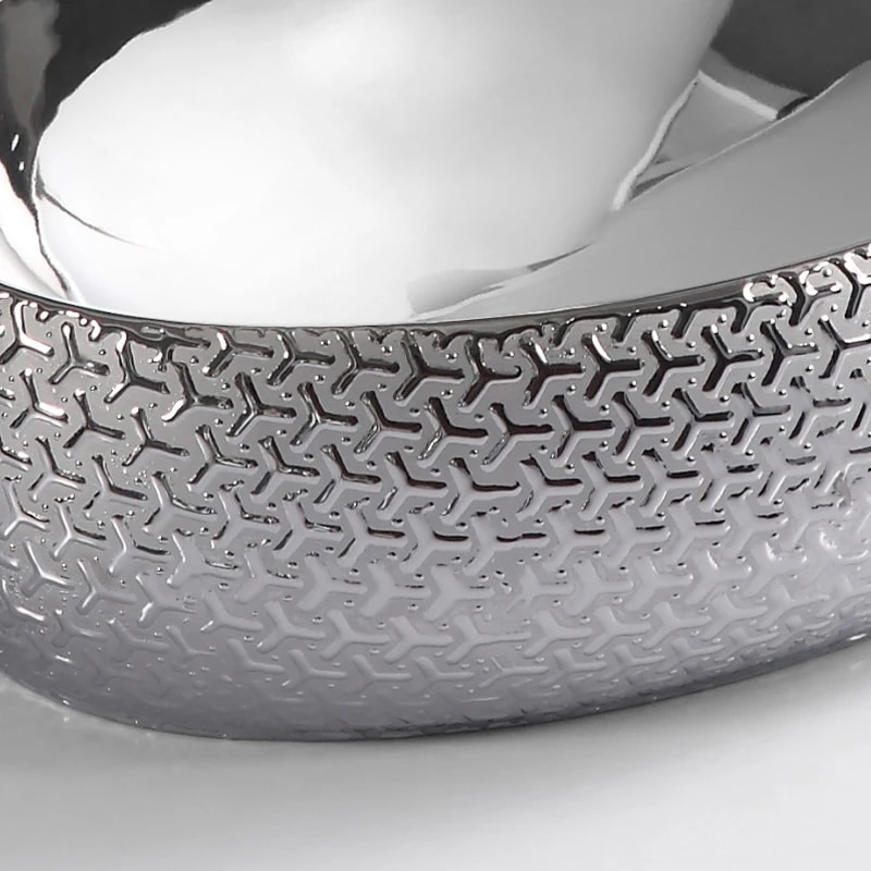 Silver Plated Textured Countertop Bathroom Basin  -  Silver Bathroom Basins / Sinks