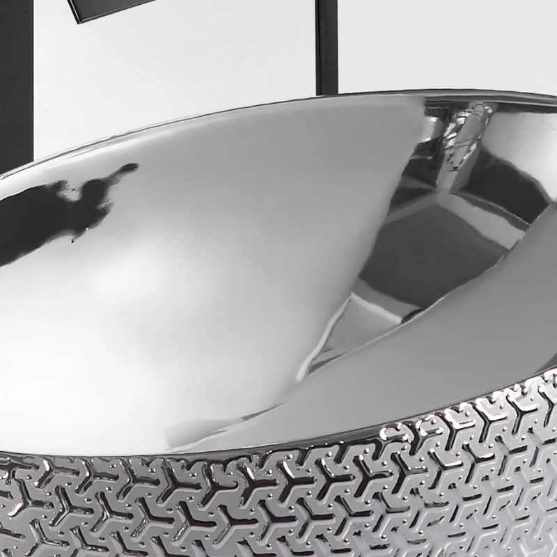 Silver Plated Textured Countertop Bathroom Basin  -  Silver Bathroom Basins / Sinks