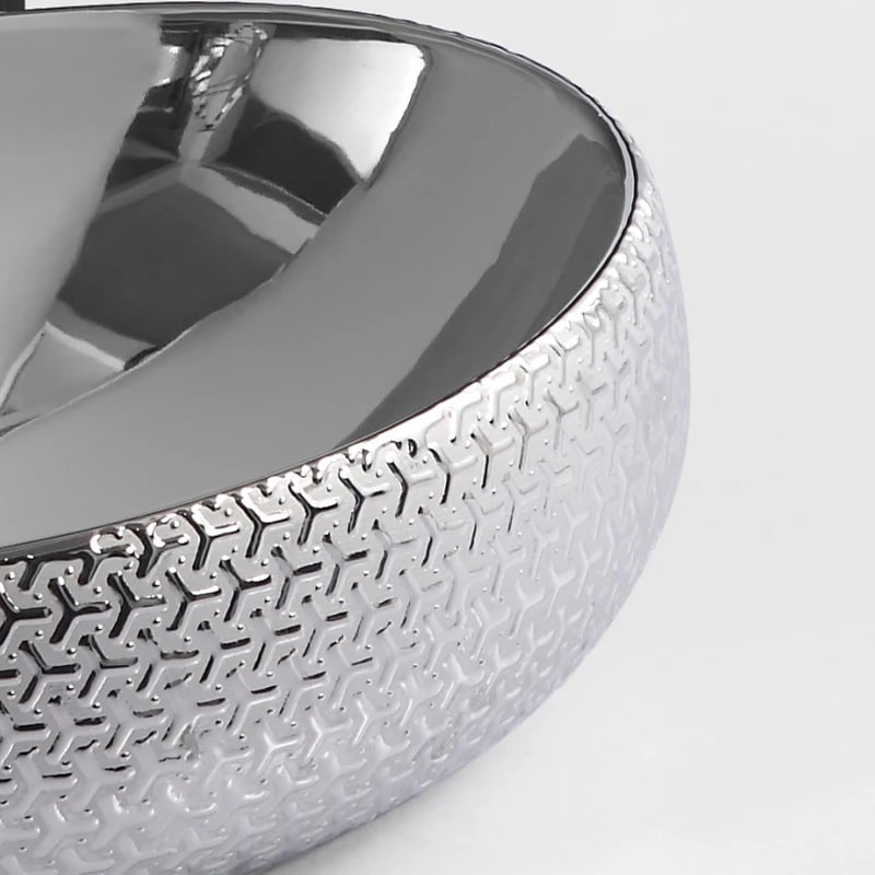 Silver Plated Textured Countertop Bathroom Basin  -  Silver Bathroom Basins / Sinks