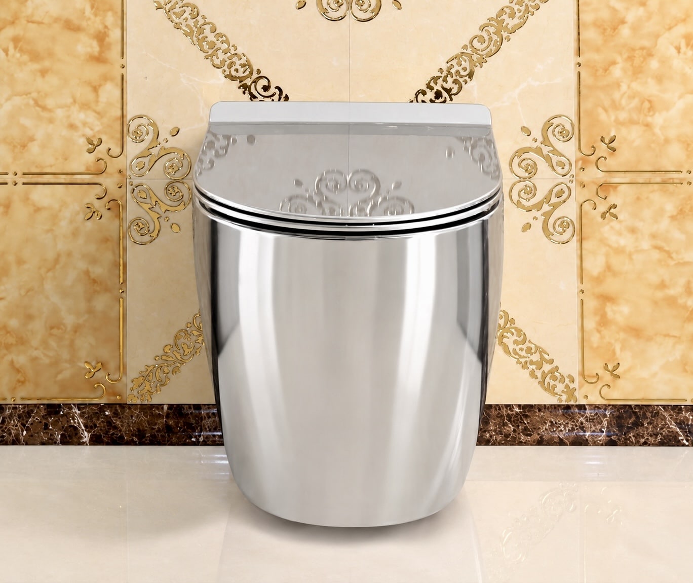 Modern Wall Mounted Plain Silver Toilet  -  Silver Toilets
